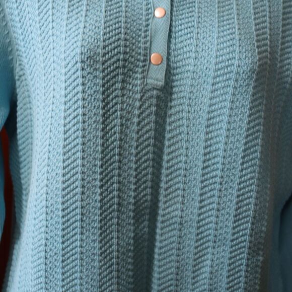 Liz Claiborne Villager XL 100% Cotton Teal Blue Henley Turtleneck Sweater - Picture 4 of 13